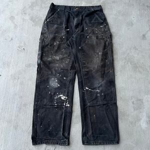 Vintage Y2K Carhartt black faded double knee work wear carpenter pants